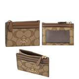 COACH MINI SKINNY ID CASE IN SIGNATURE CANVAS 88208 F88208  IM/KHAKI/SADDLE 2 COIN KEY POUCH