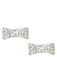 KATE SPADE READY SET BOW PAVE BOW STUDS EARRINGS IN CLEAR/ SILVER O0RU1560