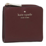 KATE SPADE CAMERON STACI SMALL L-ZIP BIFOLD LEATHER WALLET WLR00143 RED MAROON