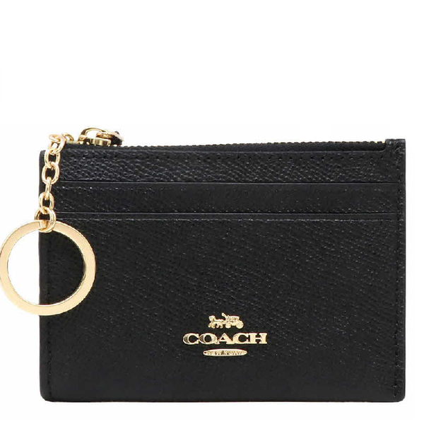 COACH MINI SKINNY ID CASE IN FULL LEATHER 88250 COIN KEY POUCH BLACK