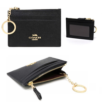 COACH MINI SKINNY ID CASE IN FULL LEATHER 88250 COIN KEY POUCH BLACK