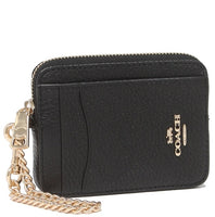 COACH ZIP CARD CASE SMALL WALLET  FULL LEATHER BLACK 6303 IMBLK