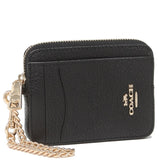 COACH ZIP CARD CASE SMALL WALLET  FULL LEATHER BLACK 6303 IMBLK