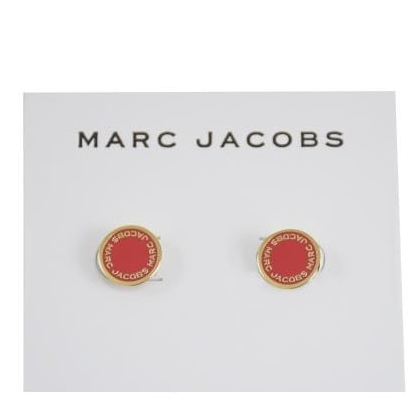 MARC JACOBS M0008544 PINK/GOLD LOGO DISC ENAMEL STUD EARRINGS ...