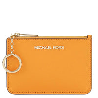 MICHAEL KORS JET SET TRAVEL SMALL TOP ZIP COIN POUCH WITH ID HOLDER SAFFIANO LEATHER 35F7GTVU1L HONEY COMB YELLOW