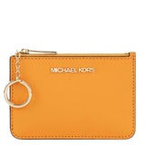 MICHAEL KORS JET SET TRAVEL SMALL TOP ZIP COIN POUCH WITH ID HOLDER SAFFIANO LEATHER 35F7GTVU1L HONEY COMB YELLOW