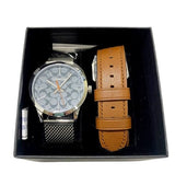 COACH BAXTER WATCH CE906 2 STRAPS LEATHER & STEEL BOXED MEN