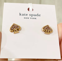 KATE SPADE EVERYDAY SPADE GLITTER ENAMEL STUDS O0R00093 ROSE GOLD