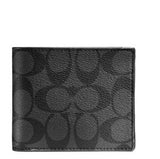COACH 3-IN-1 WALLET IN SIGNATURE CANVAS WITH BLACK CHARCOAL 74993