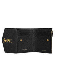 YSL SAINT LAURENT BOXED 582296 COMPACT WALLET BLACK FULL GRAIN LEATHER