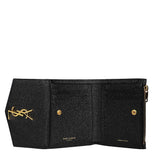 YSL SAINT LAURENT BOXED 582296 COMPACT WALLET BLACK FULL GRAIN LEATHER