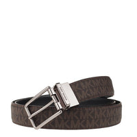 MICHAEL KORS CLASSIC DOUBLE SIDED TWO-TONE LEATHER WIDE PIN BUCKLE BELT 36H9LBLY9V BROWN SIGNATURE