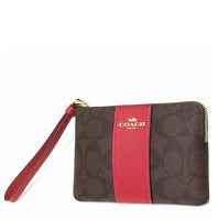 COACH CORNER ZIP WRISTLET IN SIGNATURE CANVAS F58035 RED BROWN CW854 / FCW854 / CS602