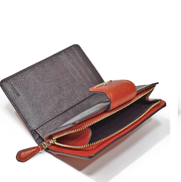 Coach Medium Corner Zip Signature Leather QB Pink Wallet