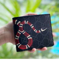 GUCCI 451268 SNAKE GG BILLFOLD MEN WALLET BLACK SUPREME