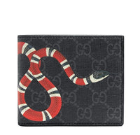 GUCCI 451268 SNAKE GG BILLFOLD MEN WALLET BLACK SUPREME