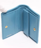 MIU MIU LEATHER SMALL WALLET 5MV204 F072P VOYAGE BLUE BOXED
